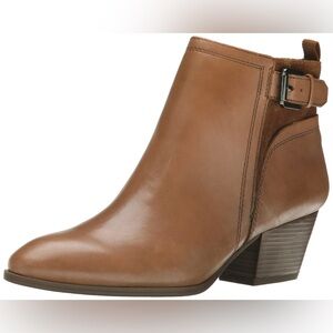 Franco Sarto Garda Women’s Camel Brown Leather Block Heel Zip Ankle Boots Sz 8M